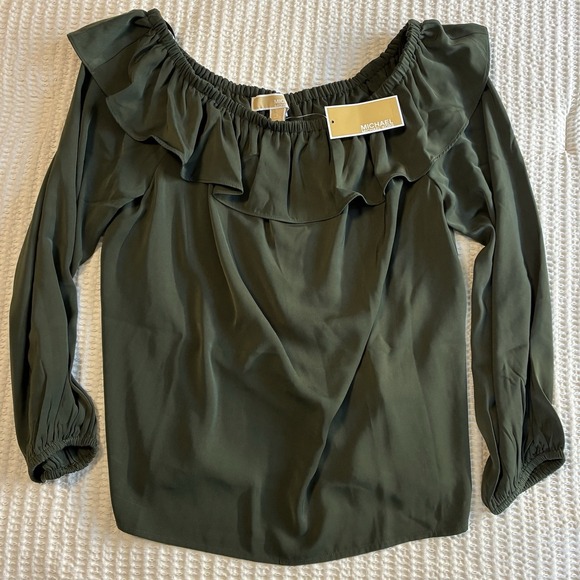 Michael Kors Tops - NWT Michael‎ Kors off shoulder Blouse, olive green, Size Large
